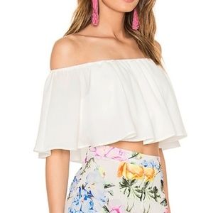 Show Me Your MuMu Heidi Ruffle Crop Top white